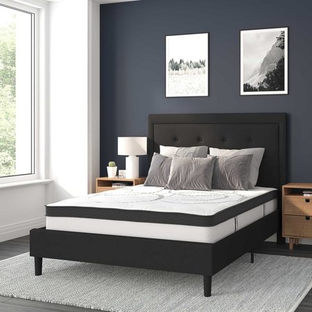 FLASH FURNITURE Full Size Black Fabric Platform Bed with Mattress SL-BM10-22-GG